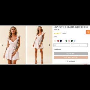 Selfie Leslie Lola Ruffle Shoulder Ruched Dress Nude